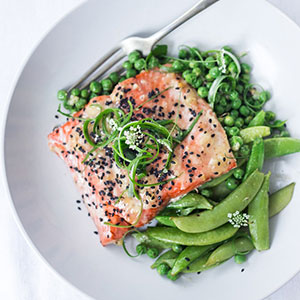 Recipe: Miso Salmon and Peas