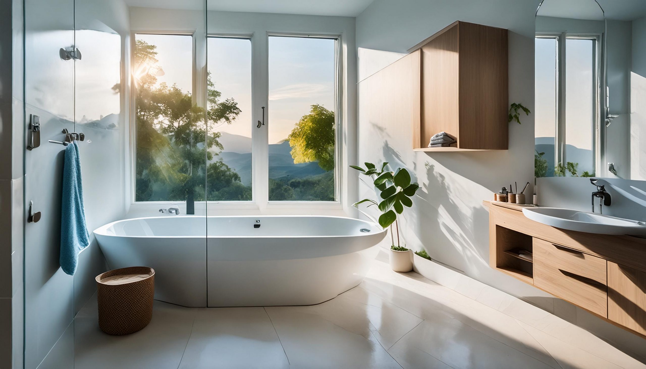 Firefly modern, relaxing condominium bathroom soothing white light 53698